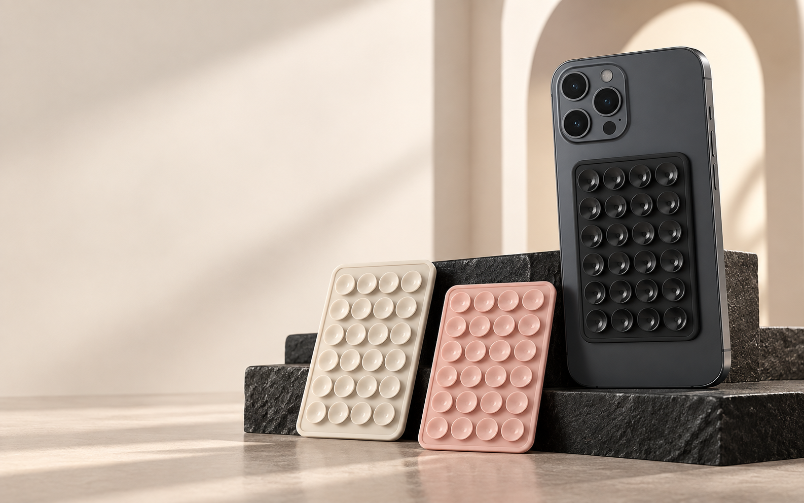 Reusable multi-suction phone grip pads